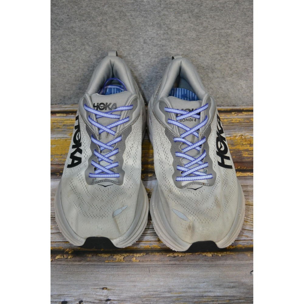 Hoka One One Bondi 8 Shoes Mens 13 2E Wide Gray Road Running Sneakers 1127953 - Picture 4 of 16